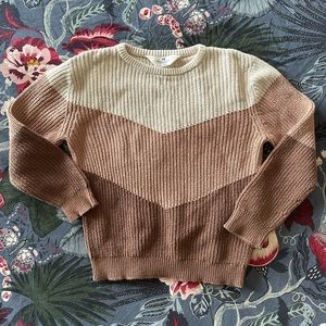 H&M Cotton Knit Color Block Top